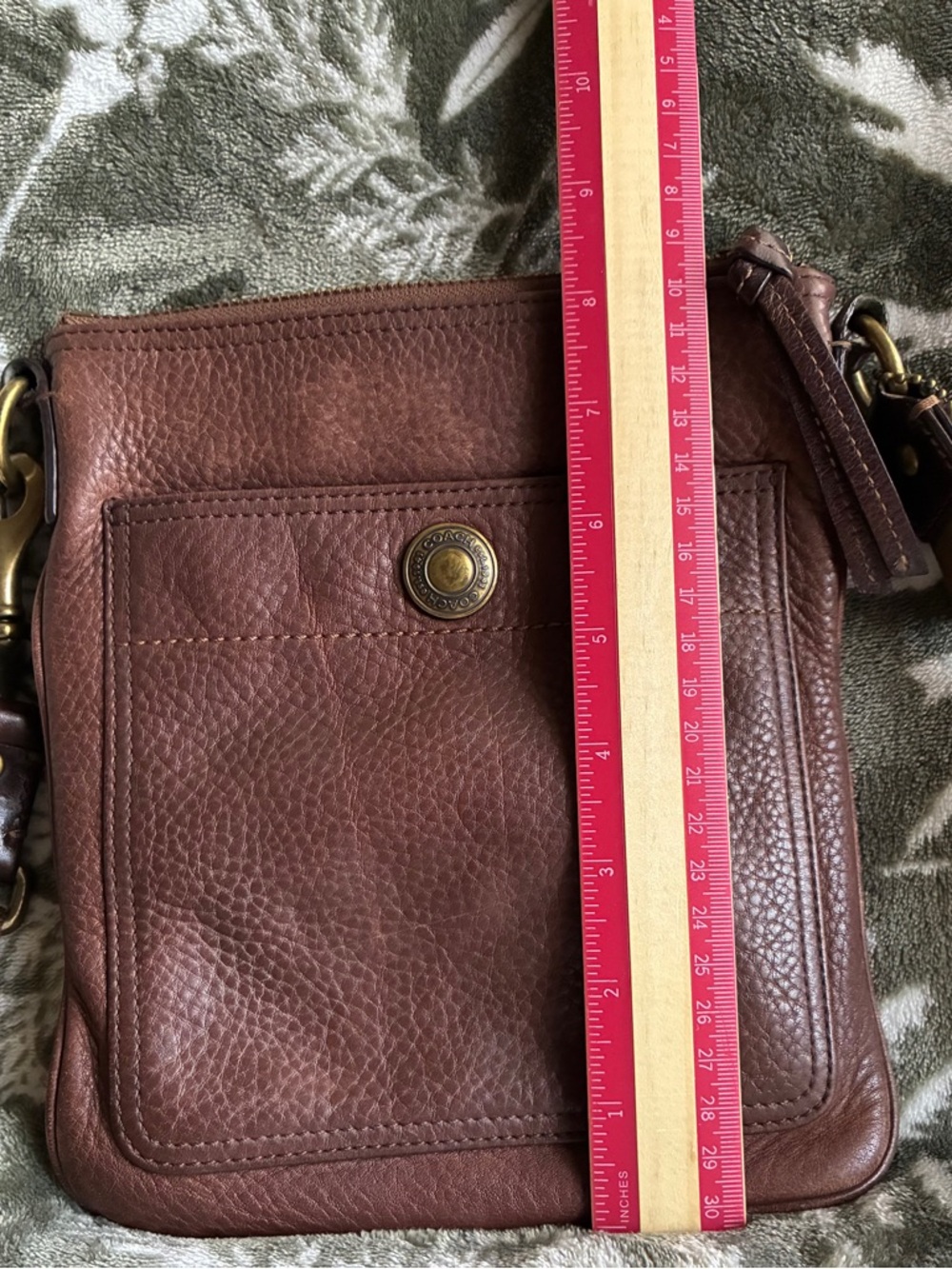 Coach Brown Pebbled Leather Crossbody Bag,Vintage Coach Crossbody Bag. - Picture 4 of 13